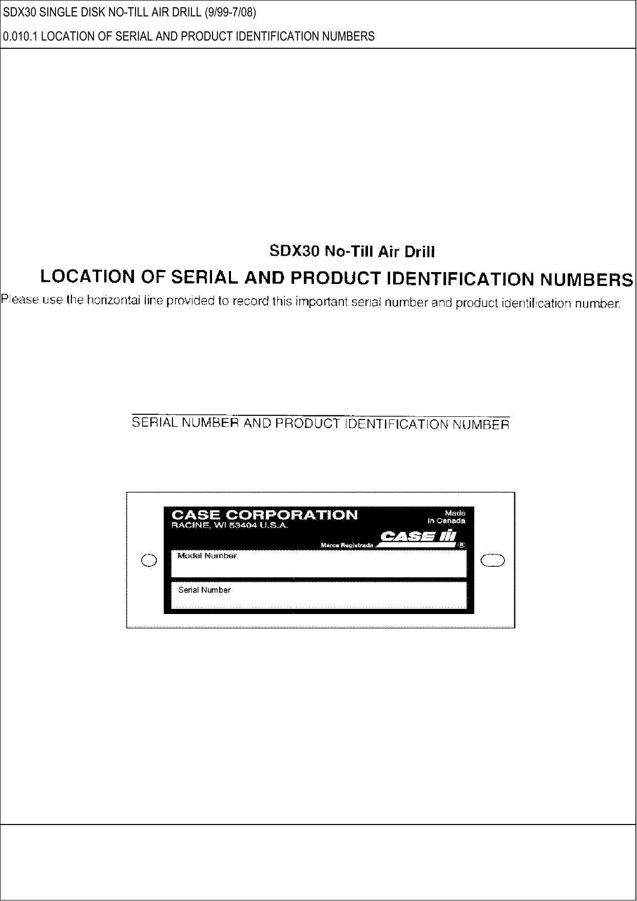 SDX30 SINGLE DISK NO-TILL AIR DRILL PARTS